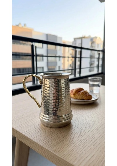 Aura Copper Bakır Bardak/kupa 400 Ml Kalaylı El İşlemeli Tekli/6'lı Bakır - Gold