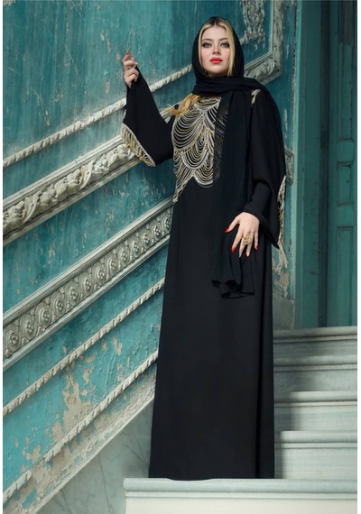Crystalia Gold Night Elbise Siyah
