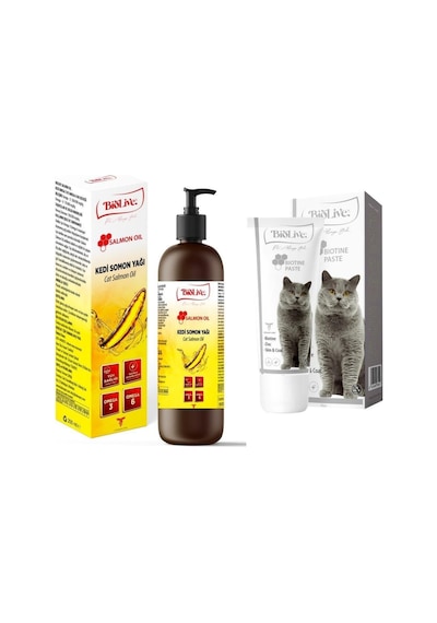 Biolive Kediler İçin Somon Yağı 200 ML + Biotin Tüy Sağlığı Paketi 100 G