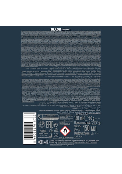 Blade Deep Chill Deodorant 6 x 150 ML