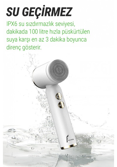 Veryfit 6 In 1 - 3 Aşamalı Su Geçirmez Led Ekranlı Peeling Masaj Cilt Temizleme Bakım Aleti Beyaz