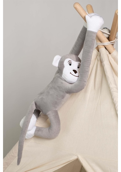 Boumini Toys Boyuna Sarılan Pelüş Maymun Gri Elleri Çıtçıtlı 55 CM - Gri