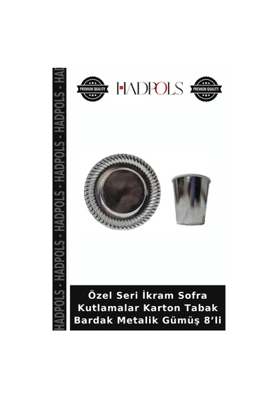 Özel Seri İkram Sofra Kutlamalar Karton Tabak Bardak Metalik Gümüş 8 Li Diğer