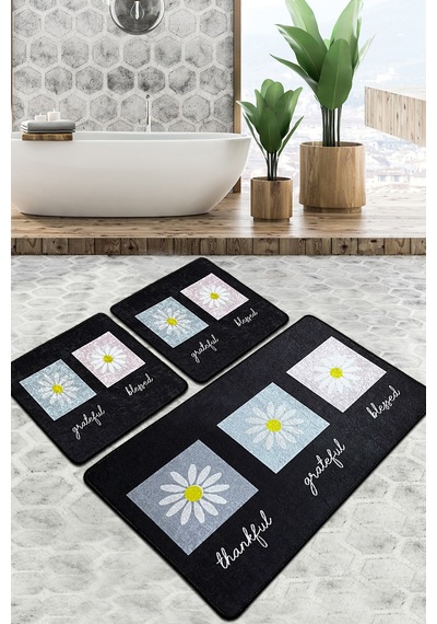 Blessed Banyo Halısı Djt 3 Lü Set Siyah