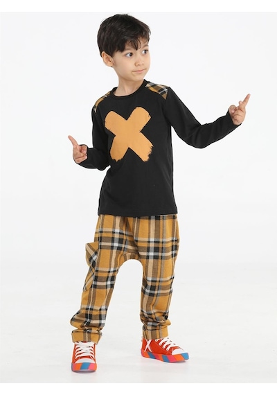 Casabony Casa Laci Ekose Pantolon + T-shirt Takım-desenli