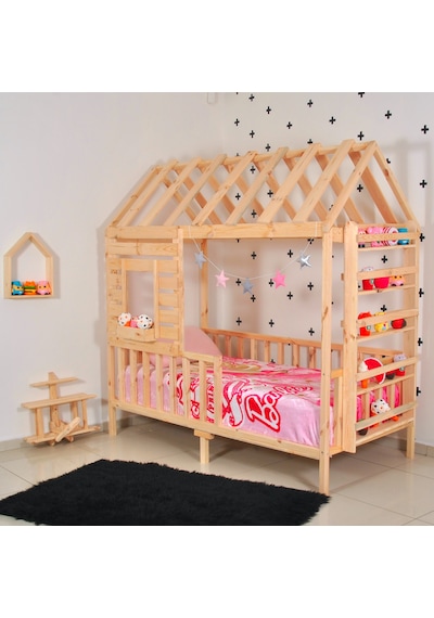 Markaawm Markaawm Montessori Çocuk Yatak Raf Çam 90X190 Karyola Menekşe Akçaağaç