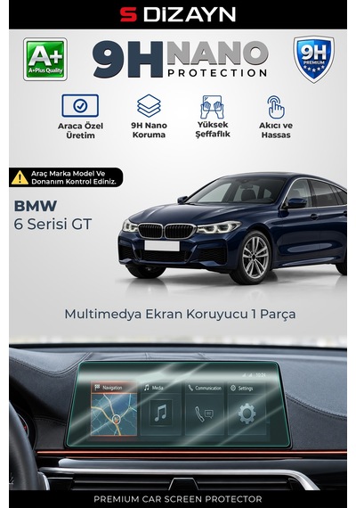 S-dizayn Bmw 6 Serisi Gt 10.25 İnç 9h Nano Multimedya Ekran Koruyucu Parlak 2018-2020 A+ Kalite