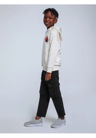 Jack Lions Erkek Çocuk Kapüşonlu Basketbol Baskılı 3 İplik Sweatshirt-14254 Krem