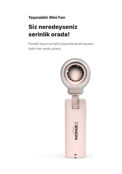 Xenon Smart Taşınabilir Şarjlı 5 Kademeli El Fanı 7 Saat Kullanım 14000 Rpm Sessiz Mini Vantilatör X6101