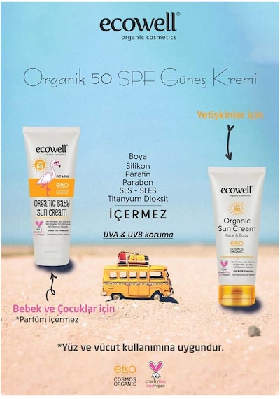 Ecowell Organik Güneş Kremi Seti 50 Spf (Bebek + Yetişkin)