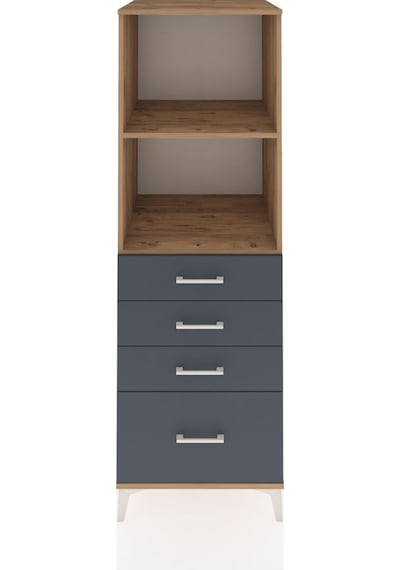 Kronos Dolap 2 Raflı 4 Çekmeceli 60x59x182 Çam-antrasit Atlas Çam