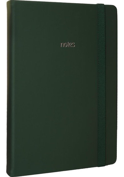 Bujo Defter Vegan Deri , 96 Yaprak, 160 Gr. Beyaz Kağıt ,cepli ,lastikli Yeşil