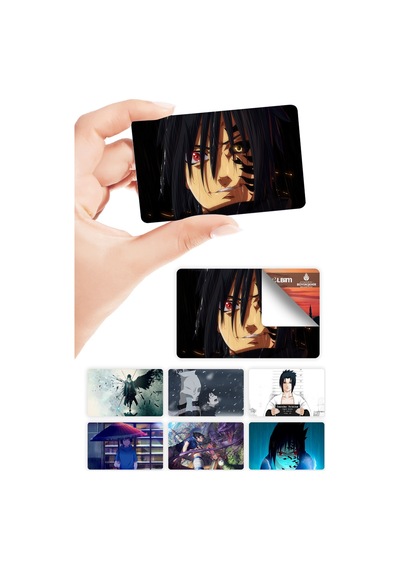 Sasuke Uchiha Kart Kaplama Sticker 7 Adet Çok Renkli