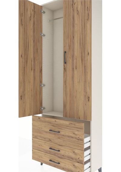 Arges Dolap Tek Raflı 3 Çekmeceli Tek Askılı 88x30x243 Aytaşı-çam Aytası