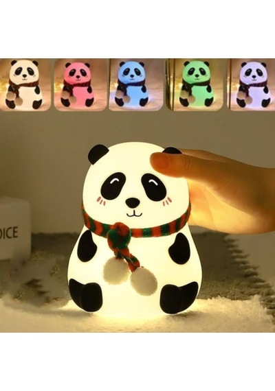 5 Farklı Renk Modlu Panda Figürlü Pofuduk Led Gece Lambası-yumuşak Dokulu Çocuk Odası Ve Dekoratif Şarjlı Ortam Işığı
