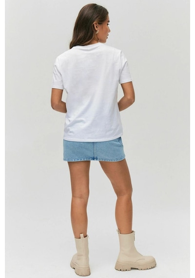 Kadın Bisiklet Yaka New York Tshirt Spr25tsk21 Beyaz