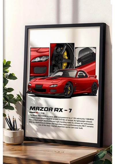 Mazda Rx-7 Çerçeveli Tablo - Mazda Car Poster