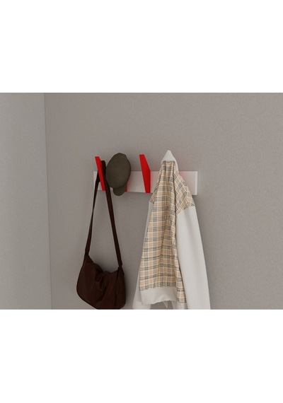 Hepsi3boyutlu Modern Duvar & Kapı Kanca Askılık - 4 Adet Kırmızı Kanca Askılık - Model No : 4 Kırmızı