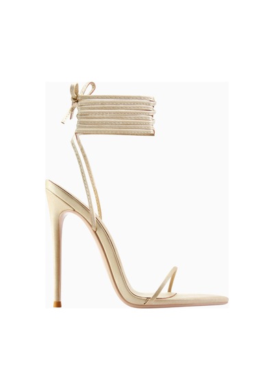 Femme La Soleil Vegan Süet, 120mm Bilekten Bağlı Ince Topuklu Sandalet Bej