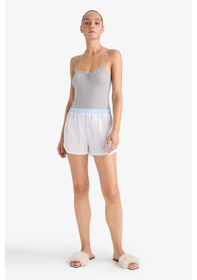 Defacto Regular Fit Gofre Dokulu Çizgili Şort Pijama Altı-fall İn Love F8932ax25hsbe551 Mavi