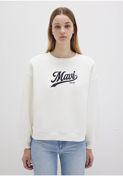 Mavi Logo Baskılı Ekru Kadın Sweatshirt M1s10419-80194 Ekru