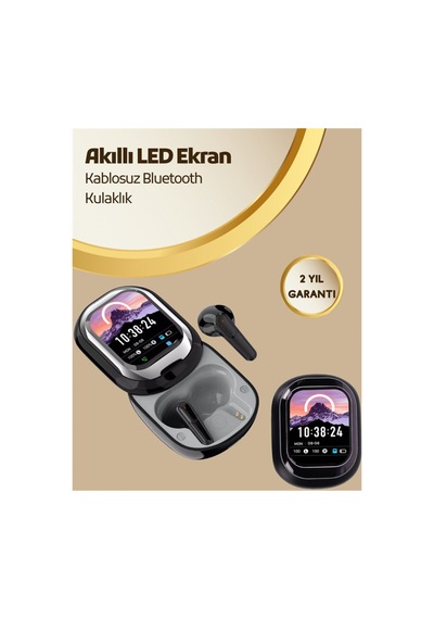Akıllı Ekranlı Bluetooth 5.4 Kablosuz Kulaklık Dokunmatik Ve Şarj Kutulu Renk