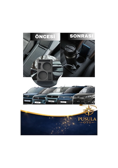 Araç Konsol Düzenleyici Bardaklık - Rifter / Proace Çity / Combo / Doblo 5 / Berlingo Uyumlu