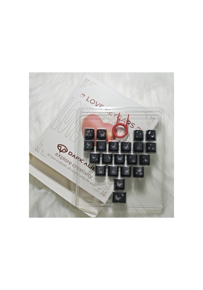Leaven Kelebek Desenli Kare Tasarım Keycap Tuş Takımı Pbt - Rgb Uyumlu Işık Geçirgen - Siyah