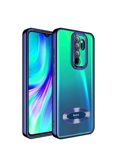 Xiaomi Redmi Note 8 Pro Kılıf Kamera Korumalı Logo Gösteren Zore Omega Kapak Lacivert