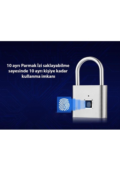 Dailytech Parmak İzi Okuyuculu Asma Kilit Usb Şarjlı