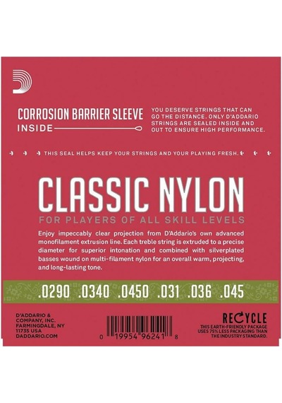 D'addario Ej27n 1/2 Classics Serisi Klasik Gitar Tel Seti 1/2 Ölçek - Normal Tension - Gümüş Sarım