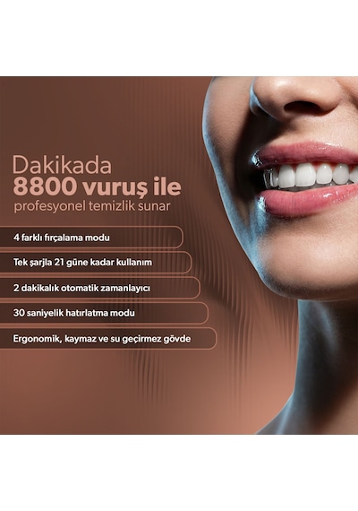 Homend Brushboss 4701h 4 Modlu 21 Gün Kullanım Süreli Akıllı Zamanlayıcılı Şarjlı Diş Fırçası Pembe Şarjlı