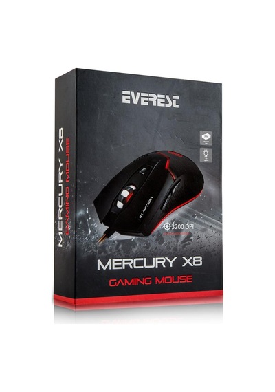 Mercury X8 Led Işıklı 6d 3200dpı Optik Gaming Oyuncu Mouse, Siyah