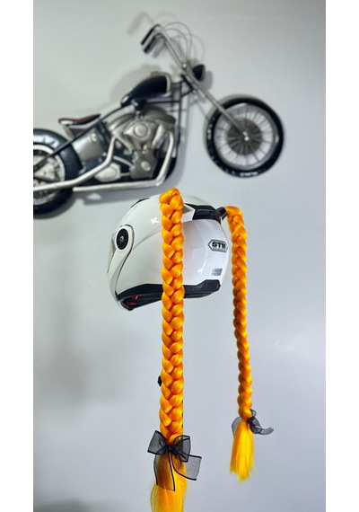 Motor & Motosiklet Çift Turuncu Örgü Saç Kask Dış Aksesuarı Diğer