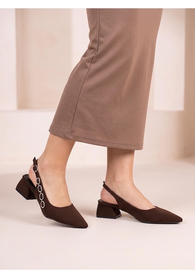 Nesilshoes Nesil Shoes Peri 3668 Kahve Saten Kadın Sandalet
