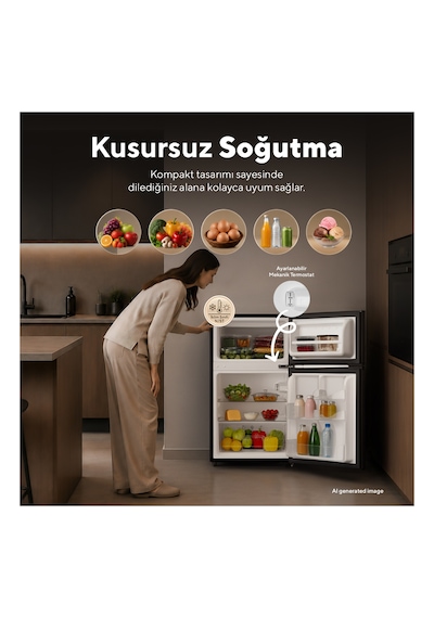 Kumtel HTMF-90EB 87 L Çift Kapılı Mini Buzdolabı