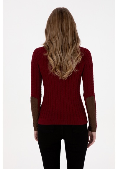 U.S. Polo Assn. Kadın Bordo Bisiklet Yaka Basic Kazak 50307728-VR014