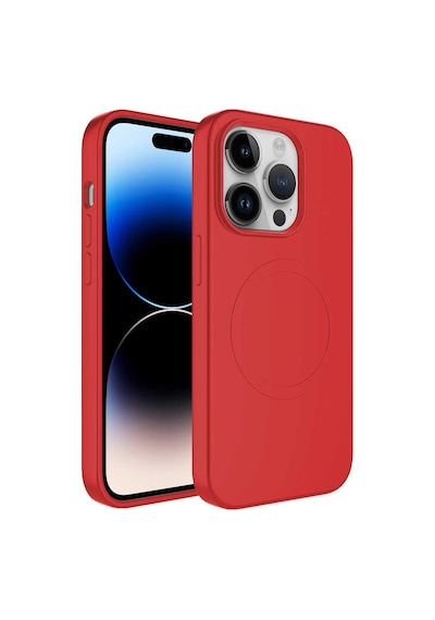 Nourthkiingdom Apple Uyumlu iPhone 14 Pro Max Magsafe Wireless Şarj Özellikli Pastel Renk Silikon Nrtk Plas Kılıf-k Kırmızı