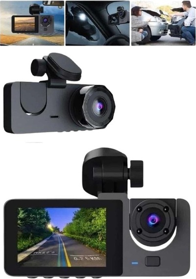 Araç İçi Dikiz Kamerası Sürüş Kaydedici 3 Lensli Dvr Kamera 92259787