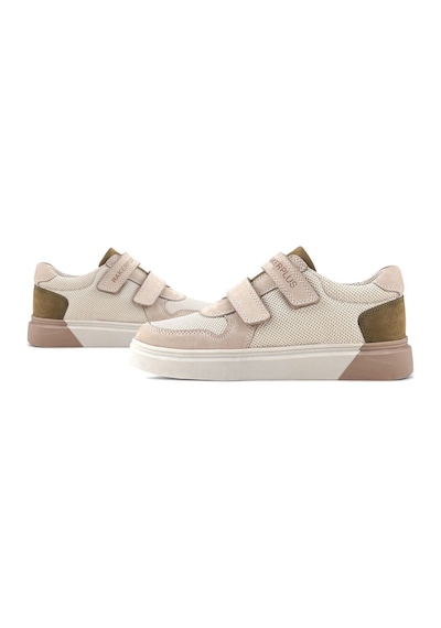 Rakerplus Hakiki Deri Nubuk Çift Cırtlı Çocuk Sneaker Spor Ayakkabı Vizon