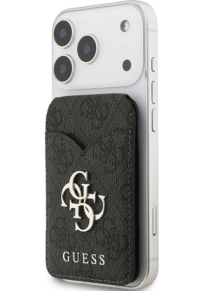 Guess Aynalı Magnetik Kartlık Metal Büyük 4g Logolu Ve Standlı Siyah