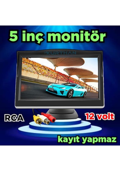 5'' Cam Vantuzlu Kayıtsız Araç Monitörü Kamerasız 12 Volt