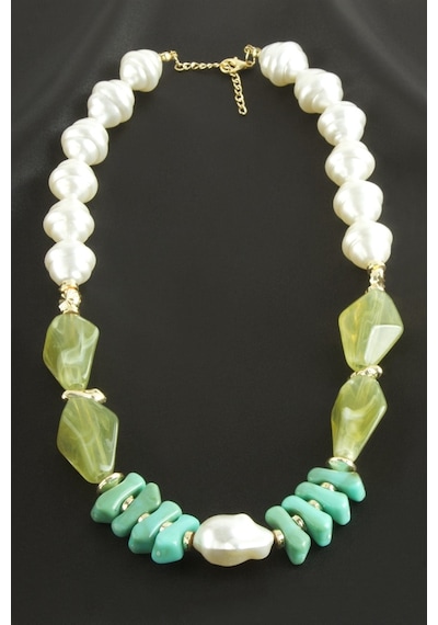 Zr Model Oval İnci Plastik Kolye Çok Renkli 95470519