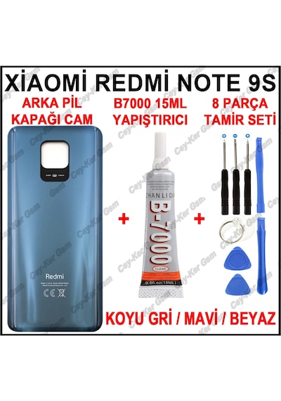 Xiaomi Redmi Note 9S Arka Kapak Pil Batarya Kapağı + B7000 15Ml