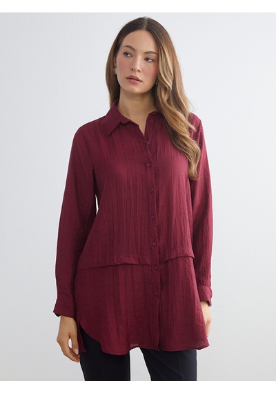 Lcwaıkıkı Classic Bordo Dokulu Kadın Gömlek Tunik