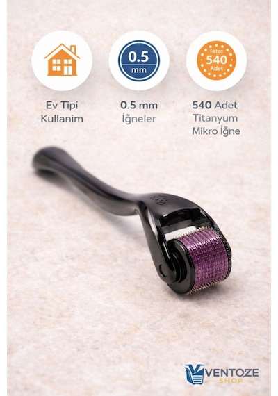 Dermaroller 0.5 Mm Titanyum 540 İğneli Cilt Yenileyici Saç Ve Sakal Bakım Masaj Aleti Çok Renkli