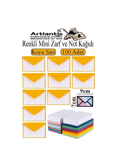 Koyu Sarı Mini Zarf 7x9 Cm Not Kağıtlı 100 Adet Küçük Koyu Sarı Zarf Mektup Oyun Zarfı Doğum Günü Dilekleri Zarfı Canlı