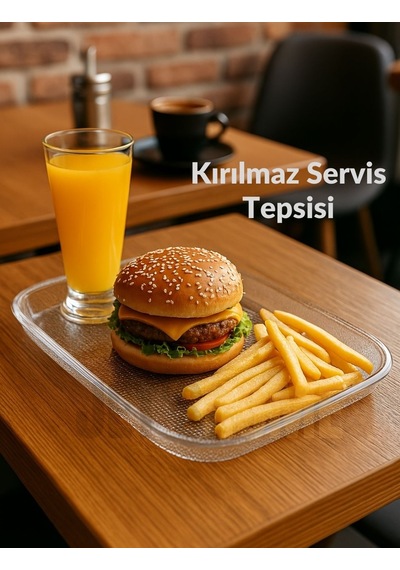 Jet's Home Sunum Tepsisi Kırılmaz Çay Tepsisi Bpa Free Servis Tepsisi Şeffaf 30x44 Cm Şeffaf