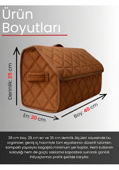 Araç Bagaj Düzenleyici Organizer Tay Tüyü Kaymaz Cırt Bantlı Geniş Hacimli Çanta A7