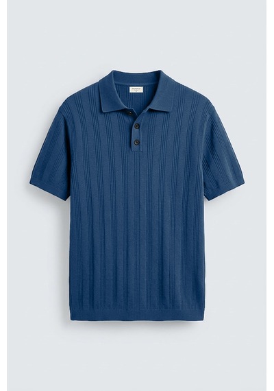 Antioch Dokulu Triko Erkek Polo T-shirt İndigo